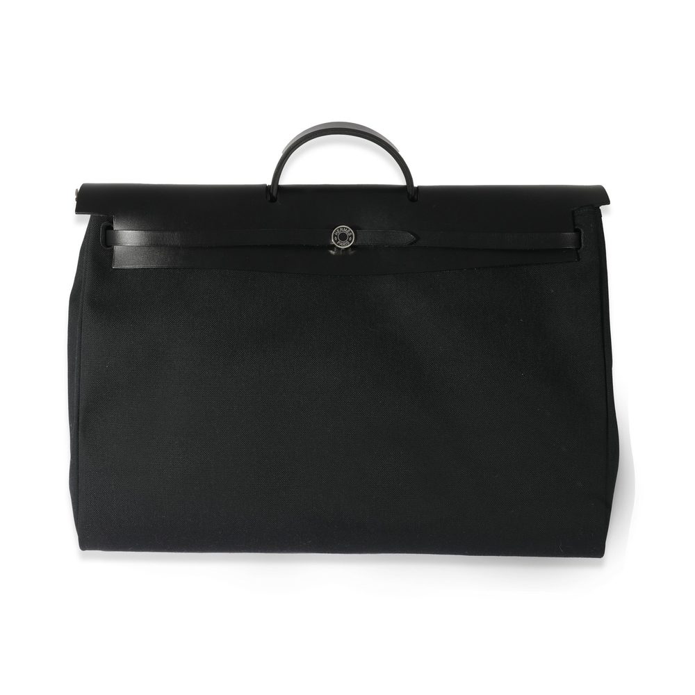 Hermès Black Military Toile Vache Hunter Zip Retourne Herbag Cabine Bag